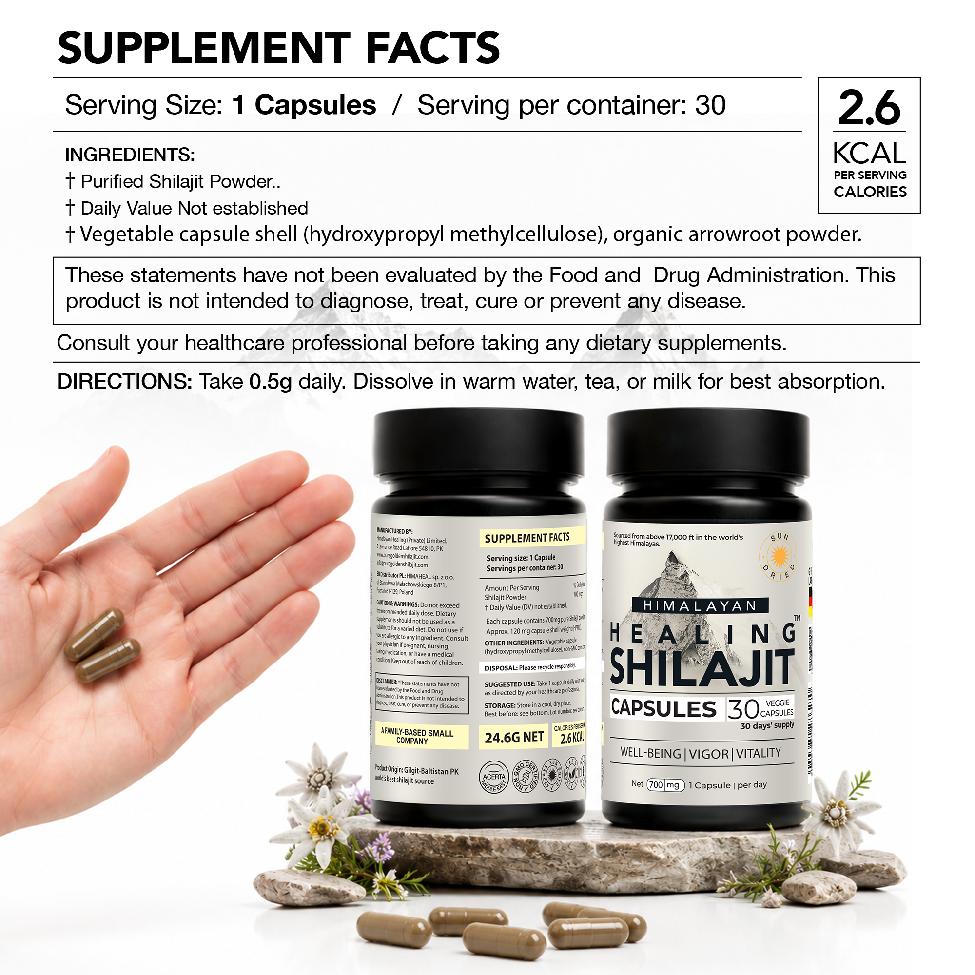 Healing Shilajit™ Freeze-Dried Shilajit Capsules 700mg