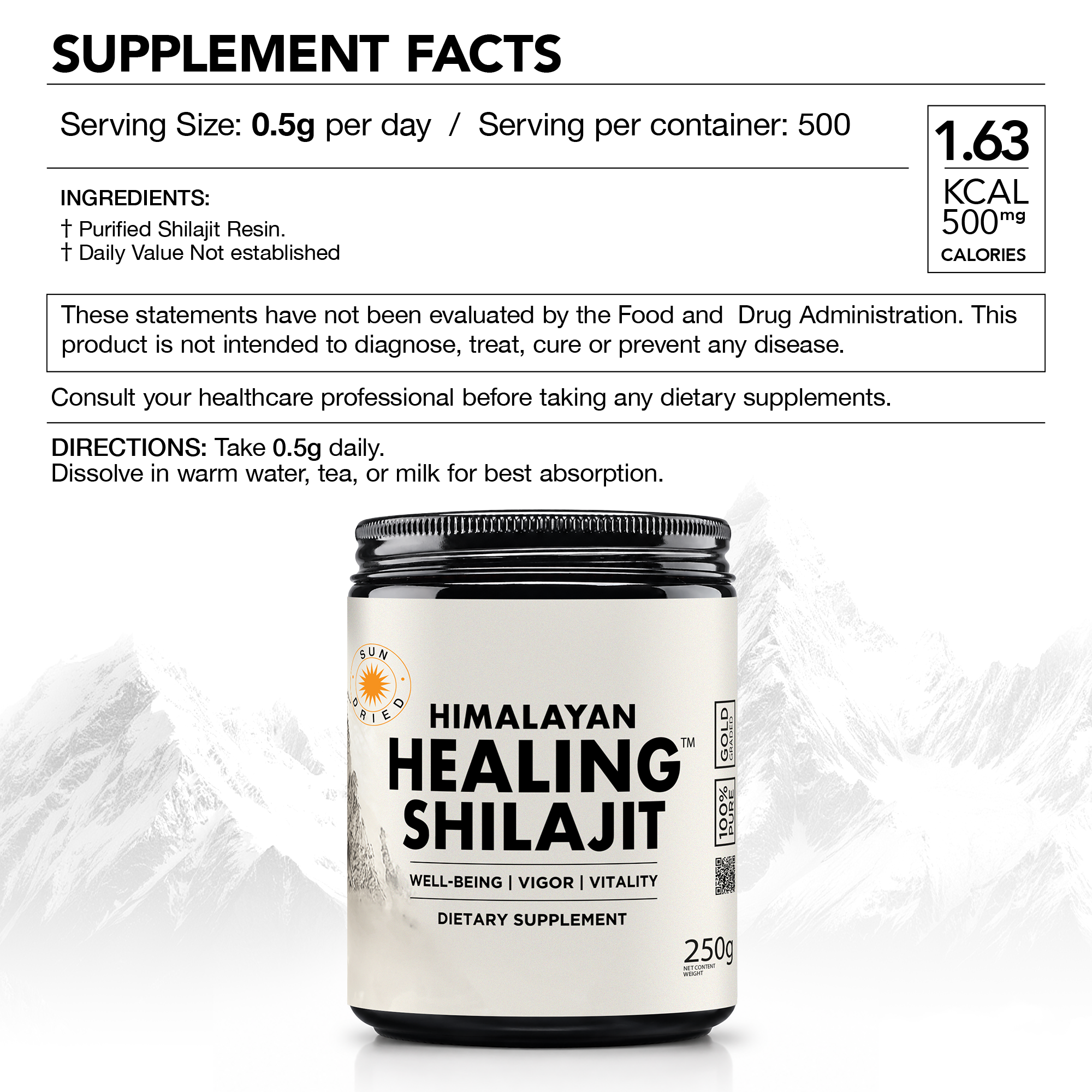 Healing Shilajit™ Gold Grade Resin 250g – Authentic Himalayan Shilajit Resin