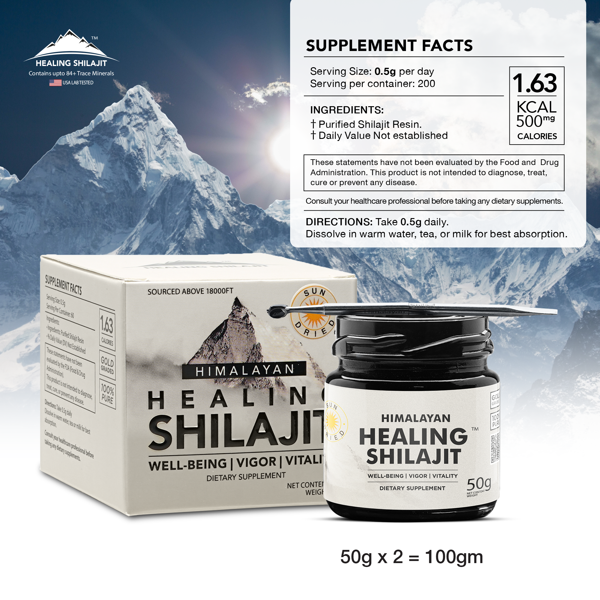 100g Shilajit Resin | 200 Servings