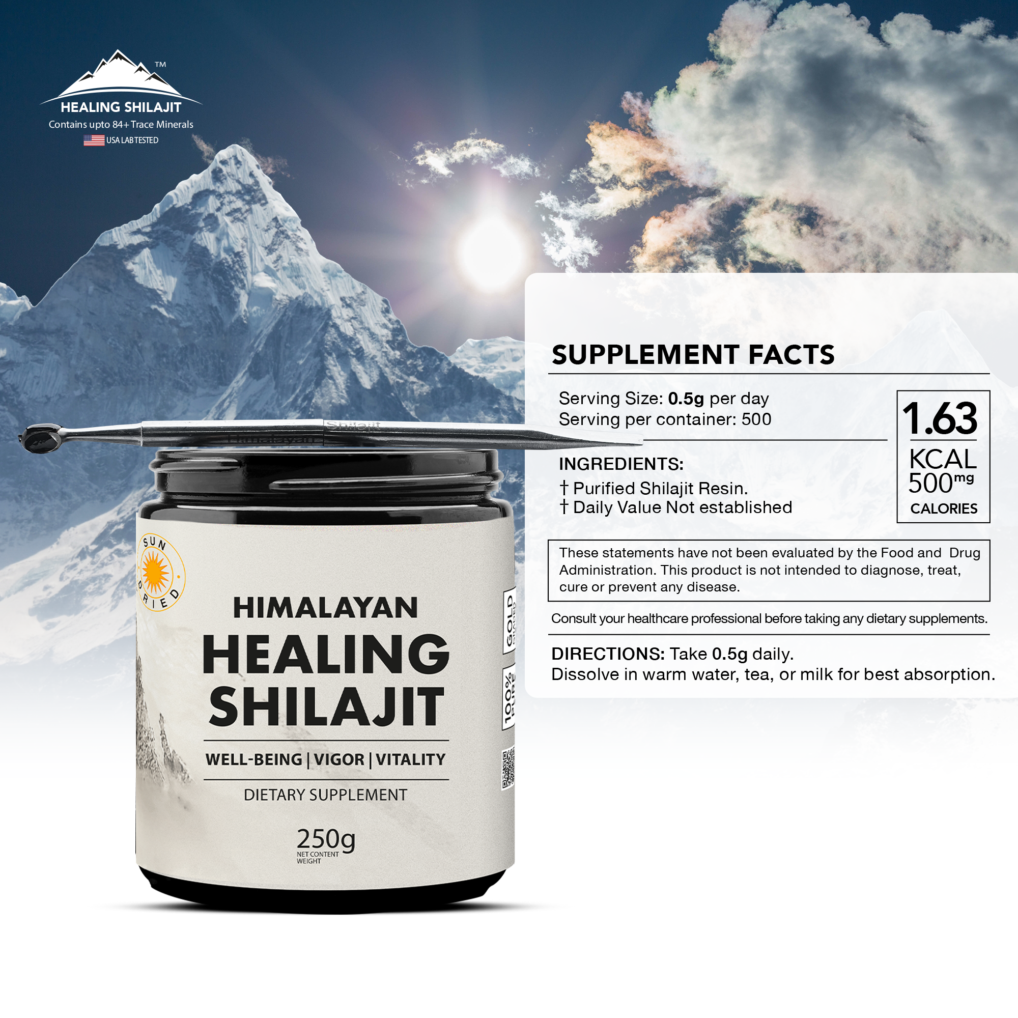 250g Shilajit Resin | 500 Servings Healing Shilajit