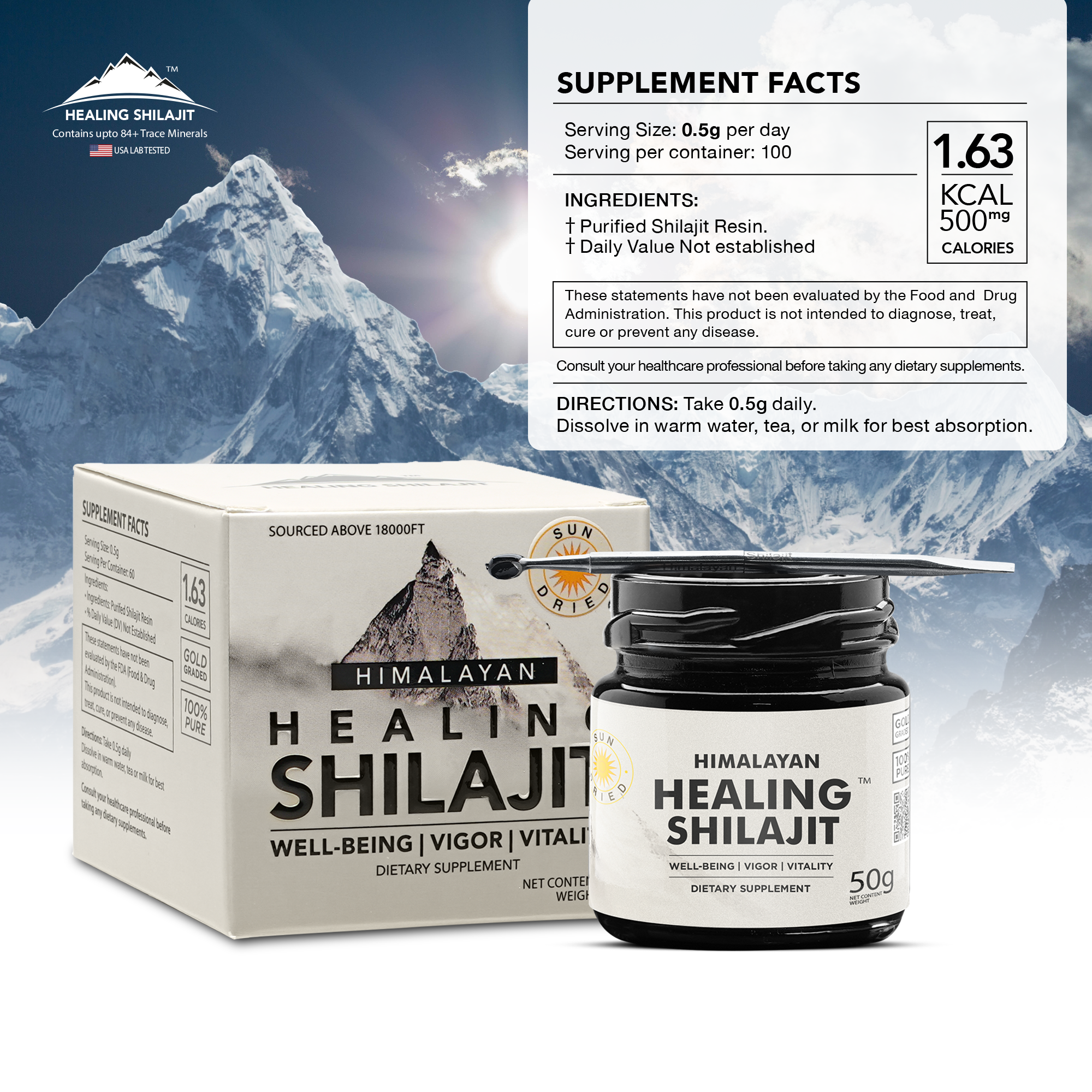 50g Shilajit Resin | 100 Servings Healing Shilajit