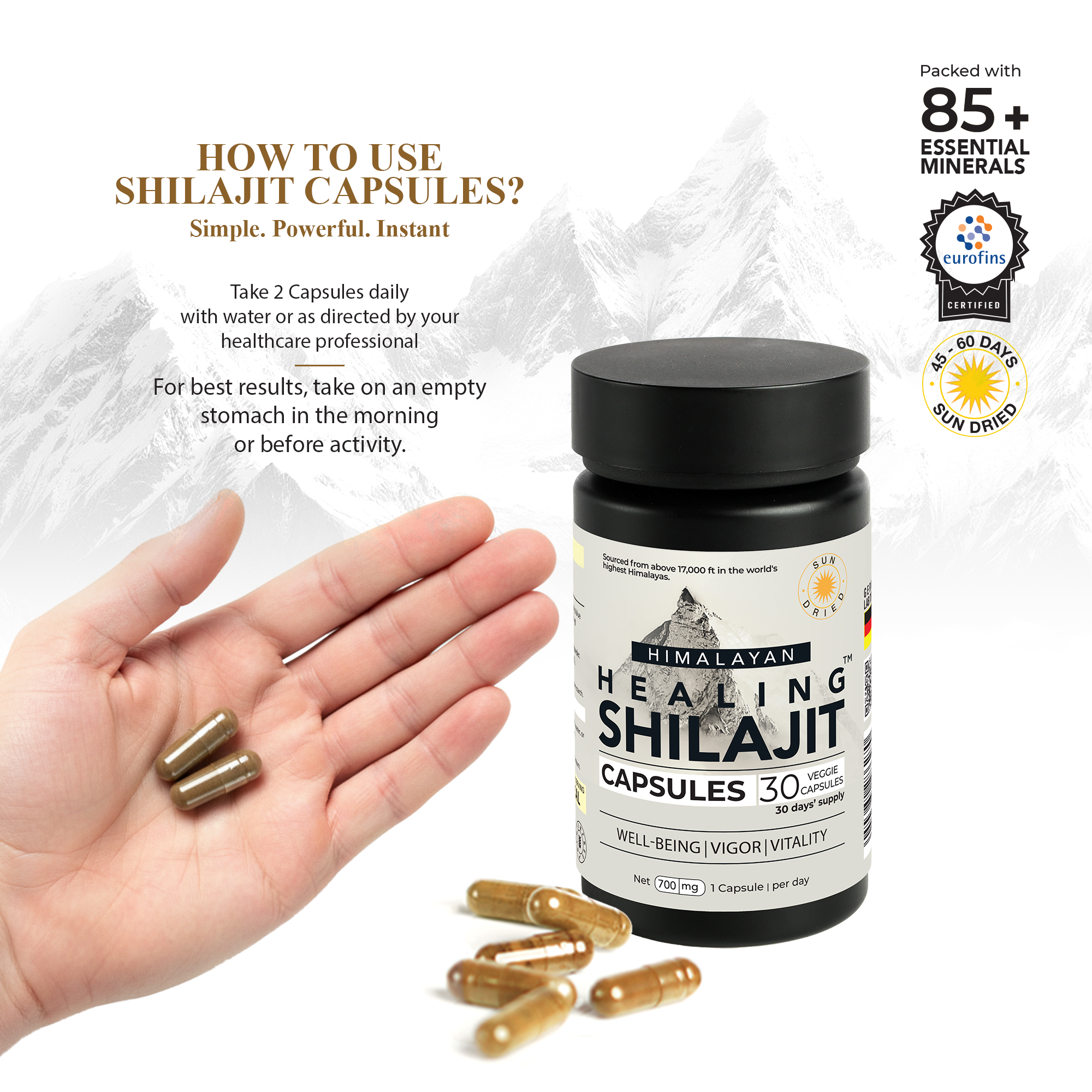 Healing Shilajit™ Freeze-Dried Shilajit Capsules 700mg