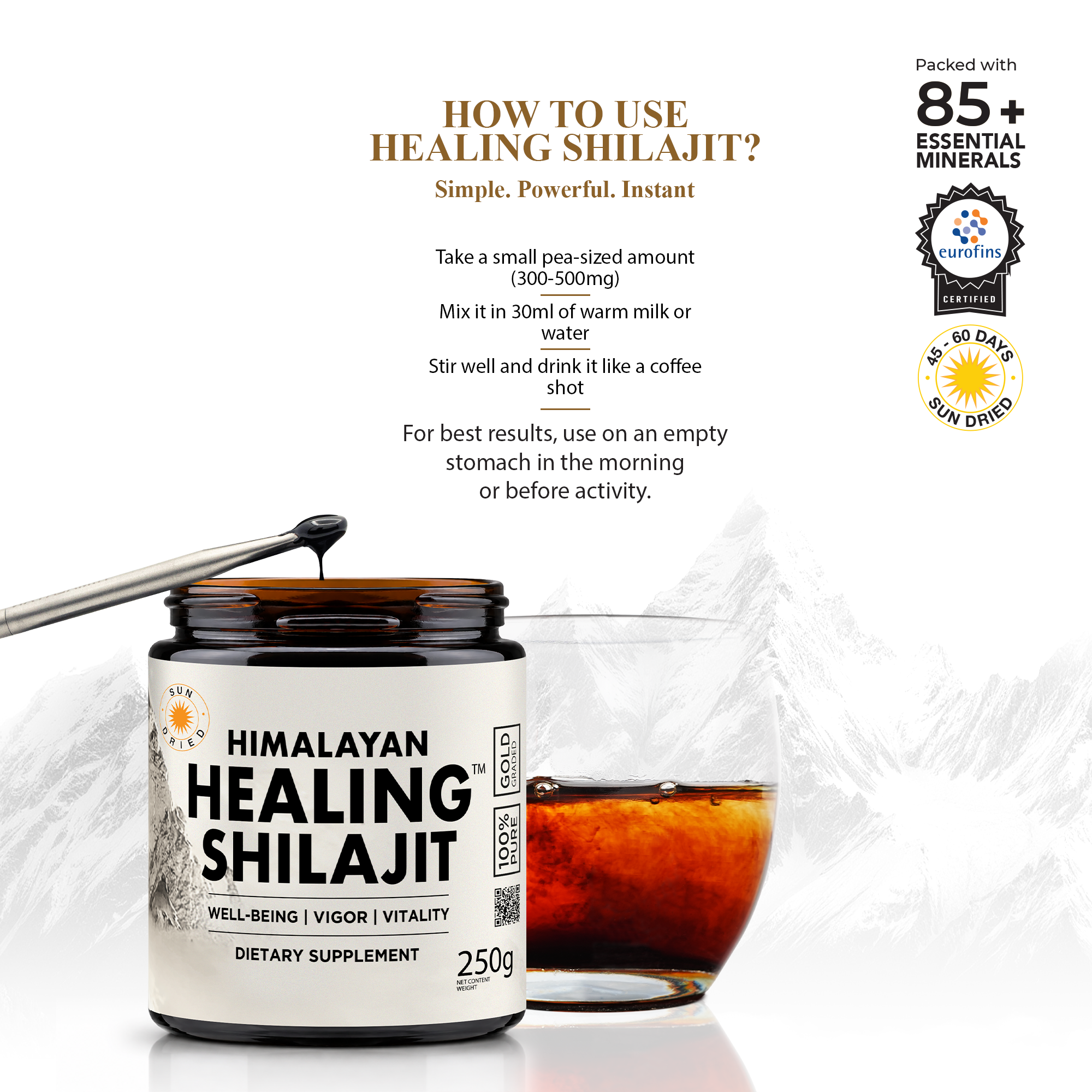 Healing Shilajit™ Gold Grade Resin 500g – Authentic Himalayan Shilajit Resin