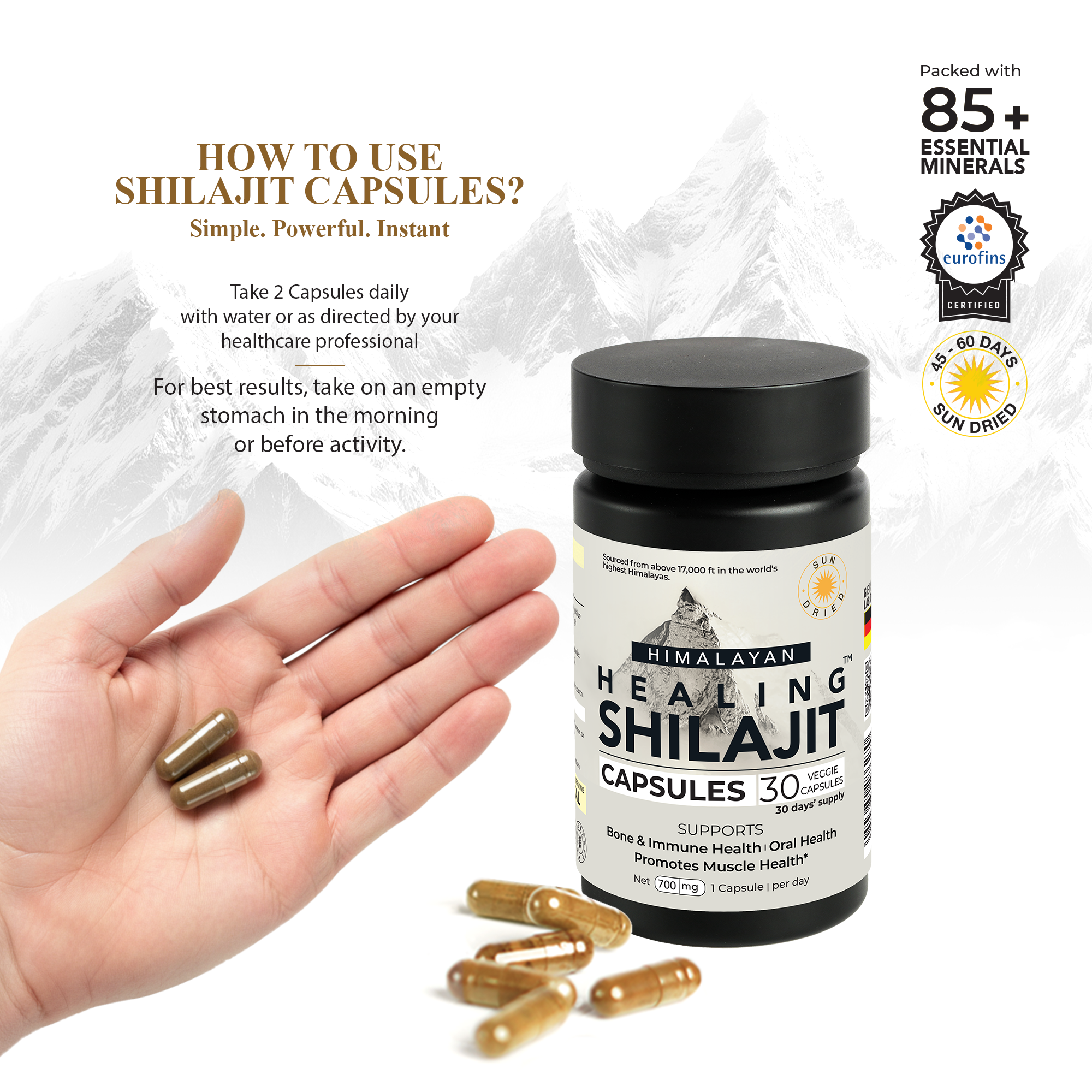 Healing Shilajit™ Freeze-Dried Shilajit Capsules 700mg - Healing Shilajit