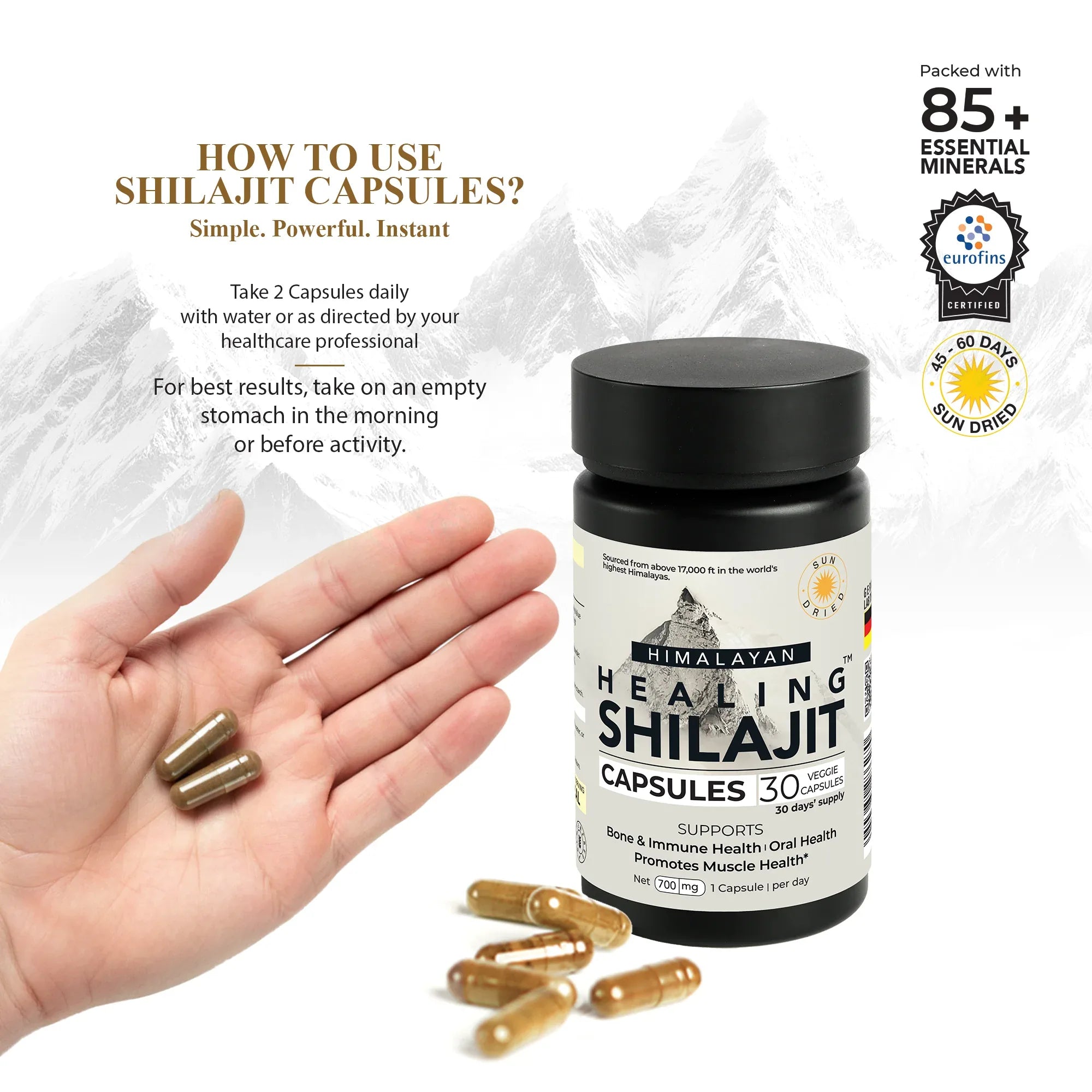 Healing Shilajit™ Freeze-Dried Shilajit Capsules 700mg - Healing Shilajit