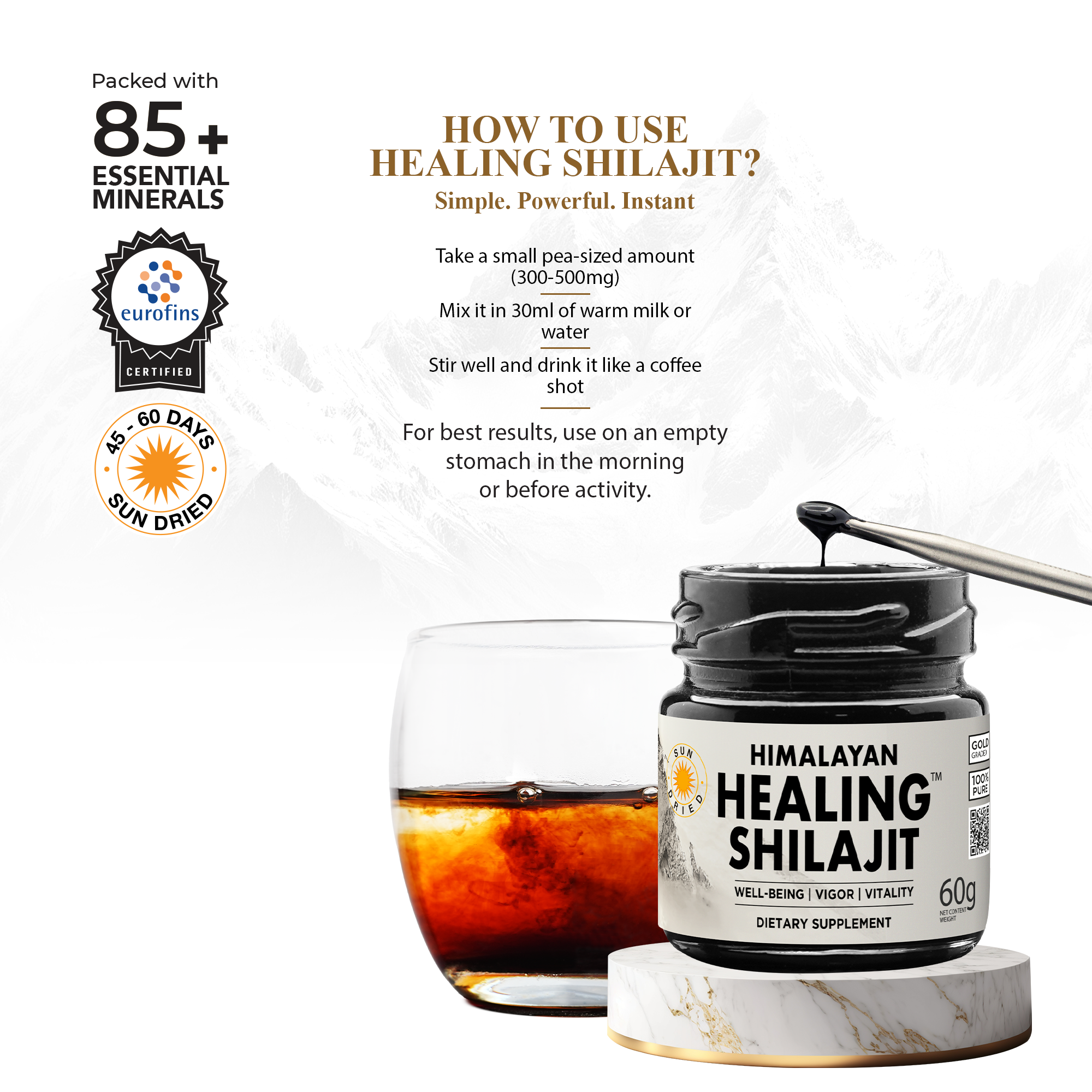 Healing Shilajit™ Gold Grade Resin 60g - Authentic Himalayan Shilajit Resin
