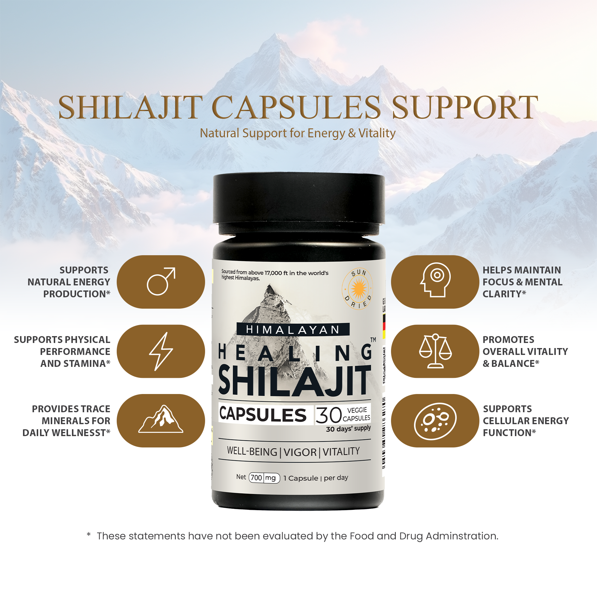 Healing Shilajit™ Freeze-Dried Shilajit Capsules 700mg