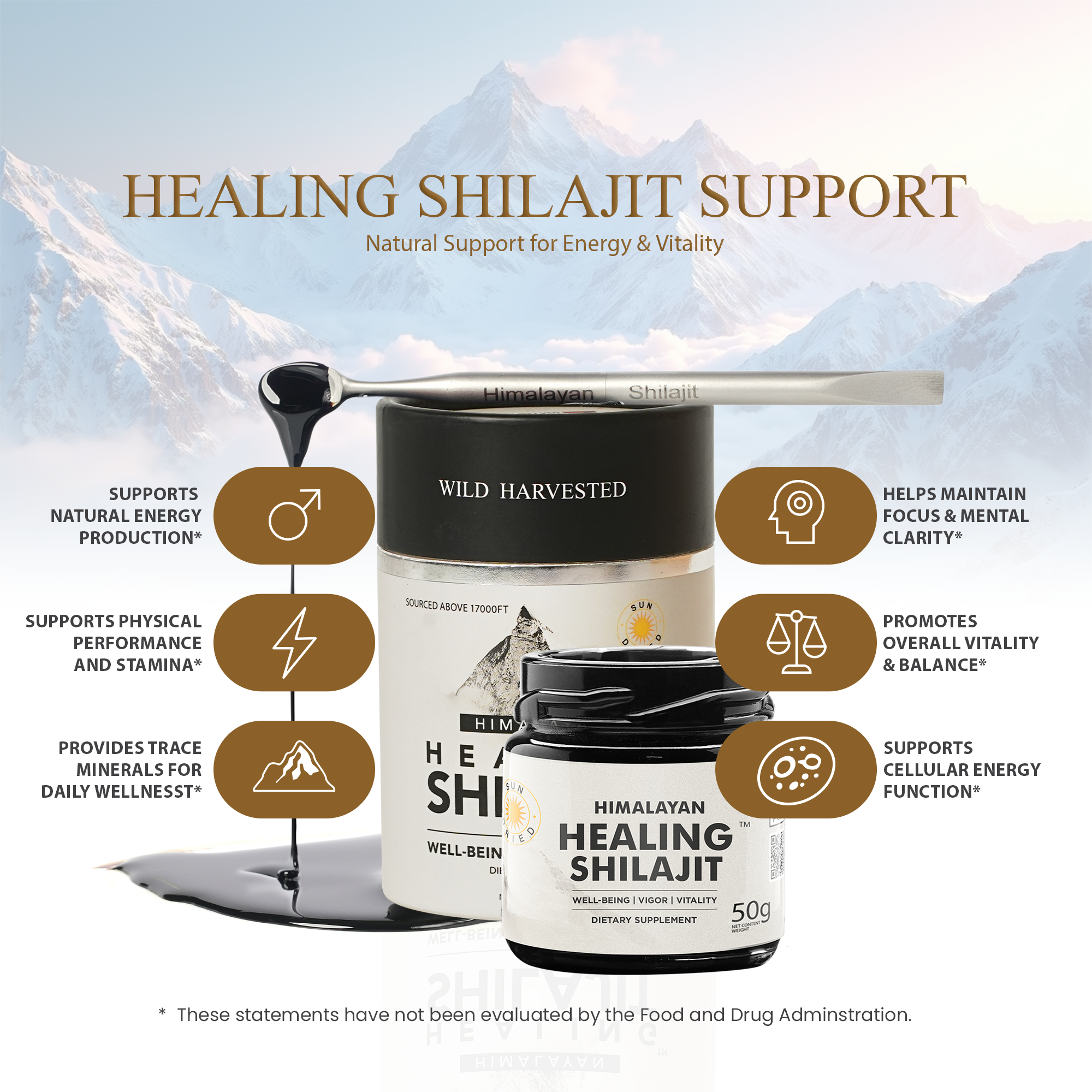 Healing Shilajit™ Gold Grade Resin 50g - Authentic Himalayan Shilajit Resin