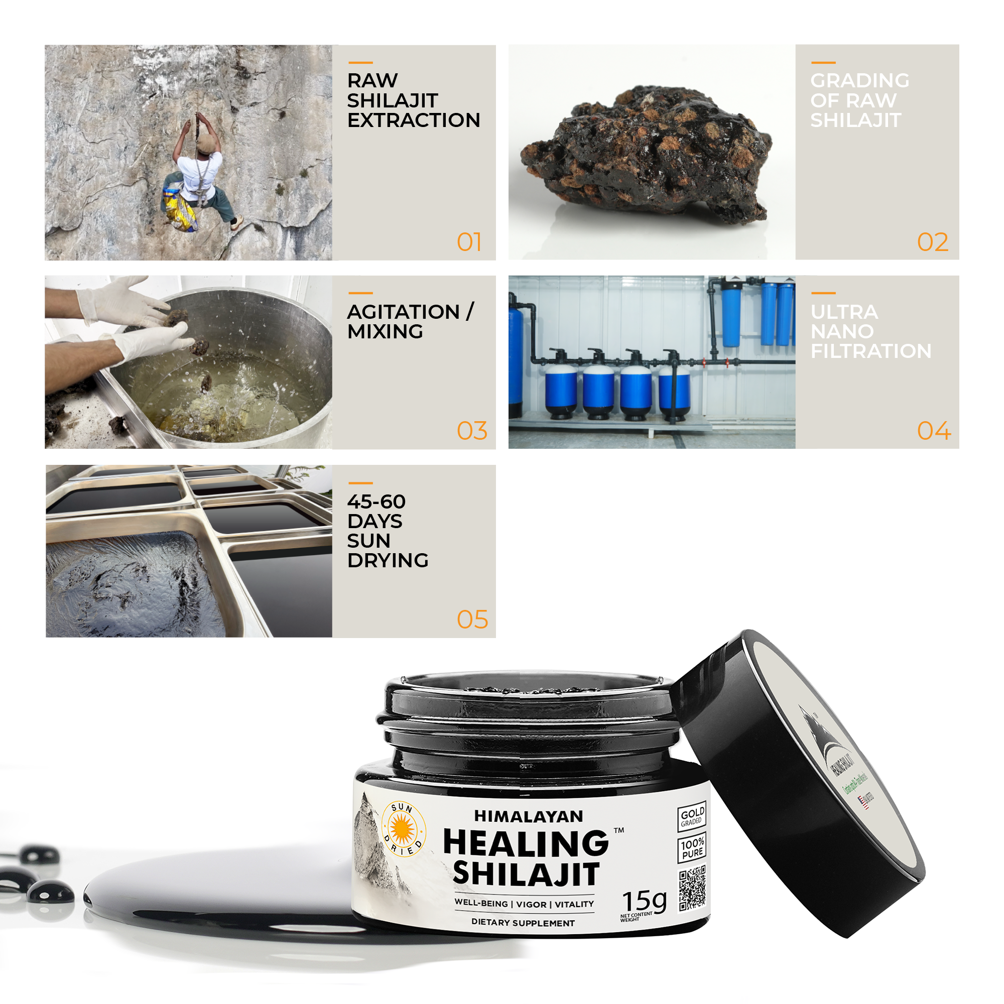 Healing Shilajit™ Gold Grade Resin 15g Authentic Himalayan Shilajit Resin