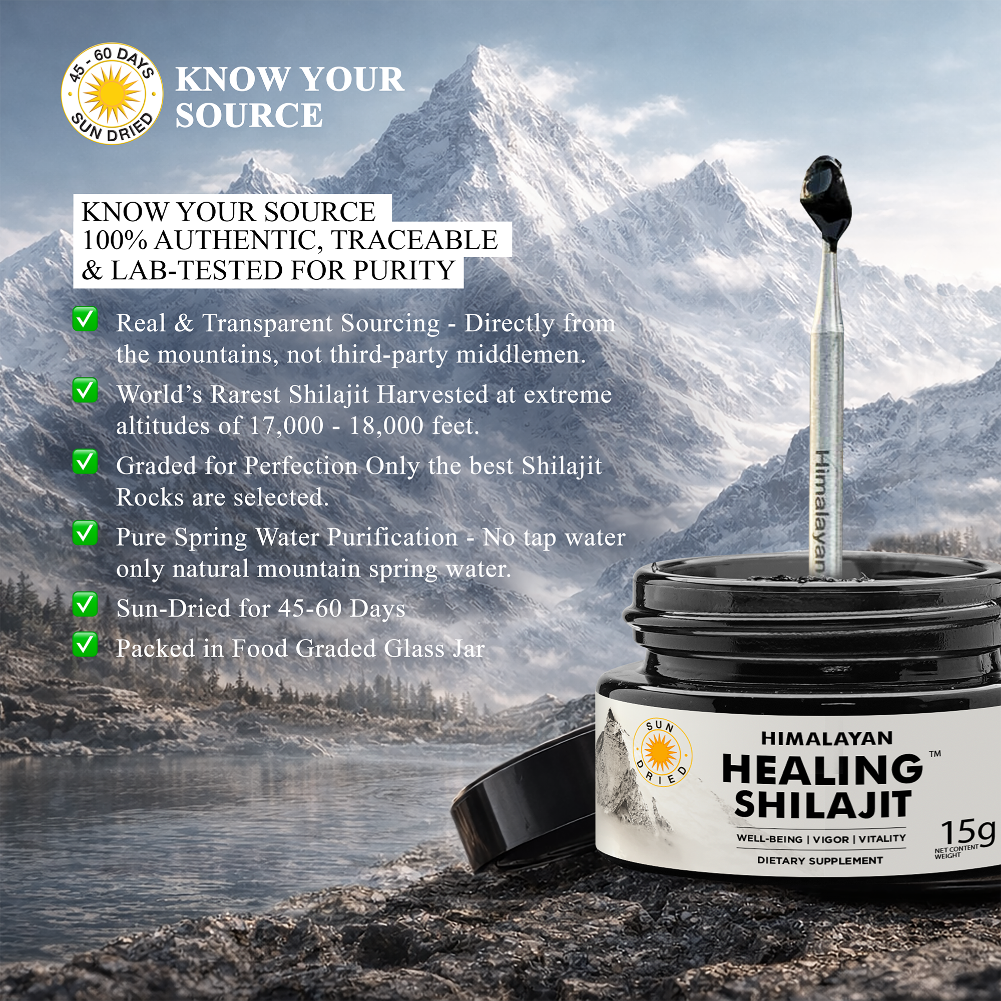 Healing Shilajit™ Gold Grade Resin 15g Authentic Himalayan Shilajit Resin