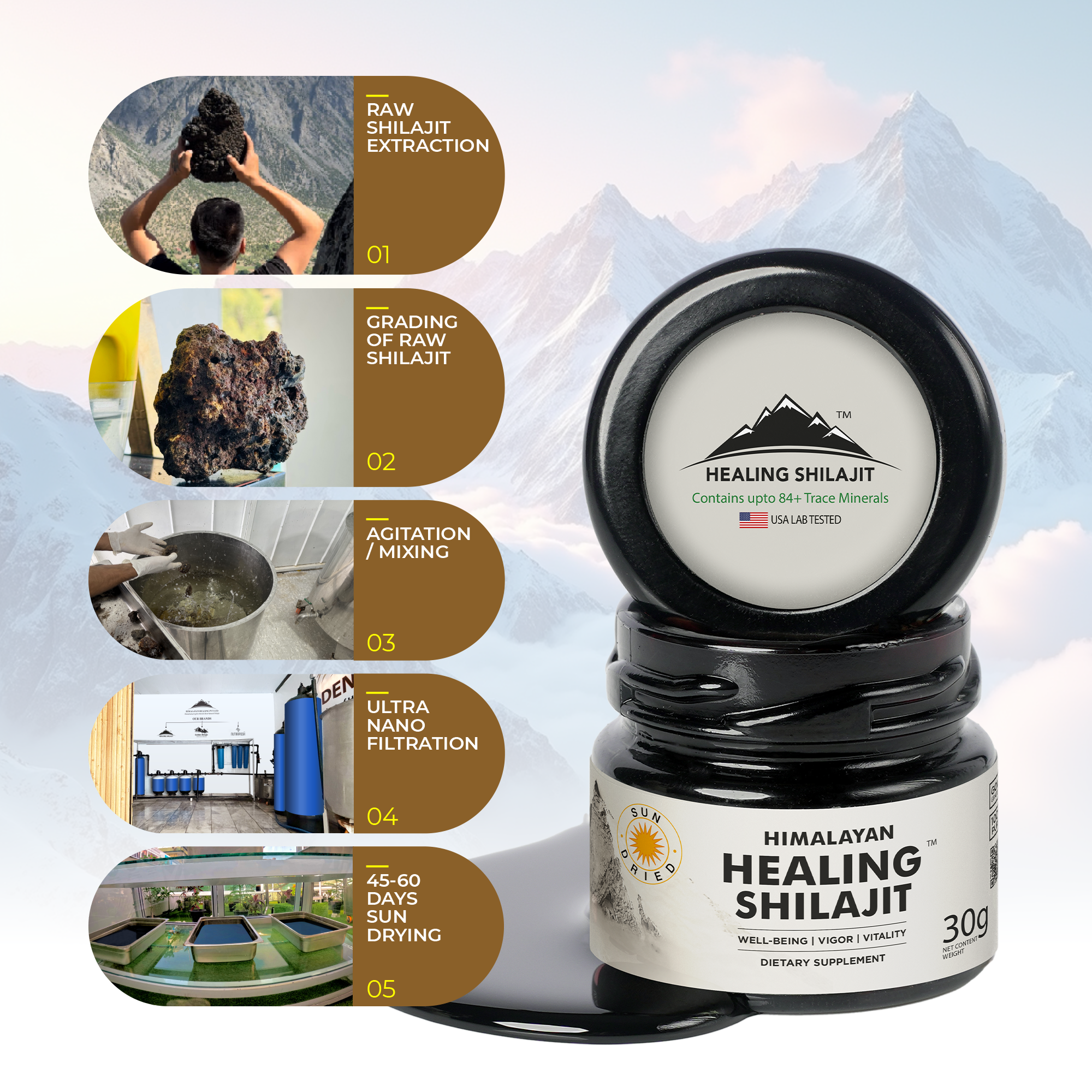 Healing Shilajit™ Gold Grade Resin 30g Authentic Himalayan Shilajit Resin