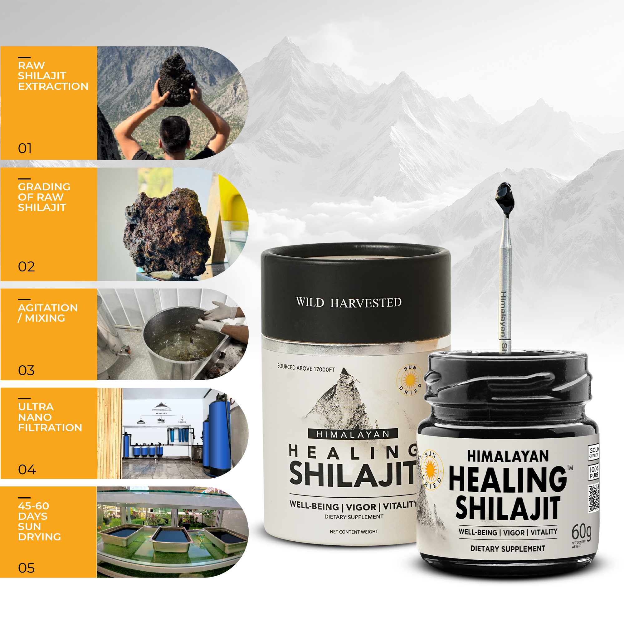 Healing Shilajit™ Gold Grade Resin 60g - Authentic Himalayan Shilajit Resin