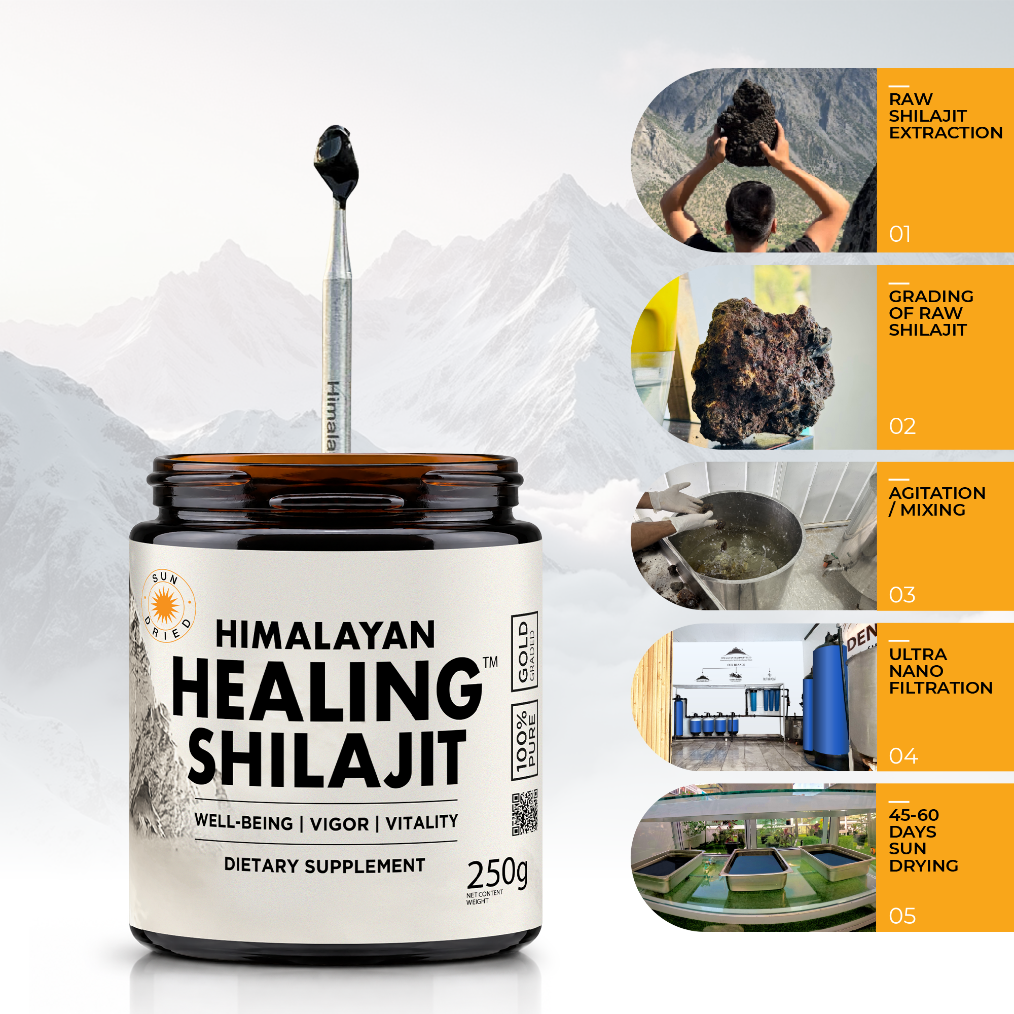 Healing Shilajit™ Gold Grade Resin 1000g – Authentic Himalayan Shilajit Resin