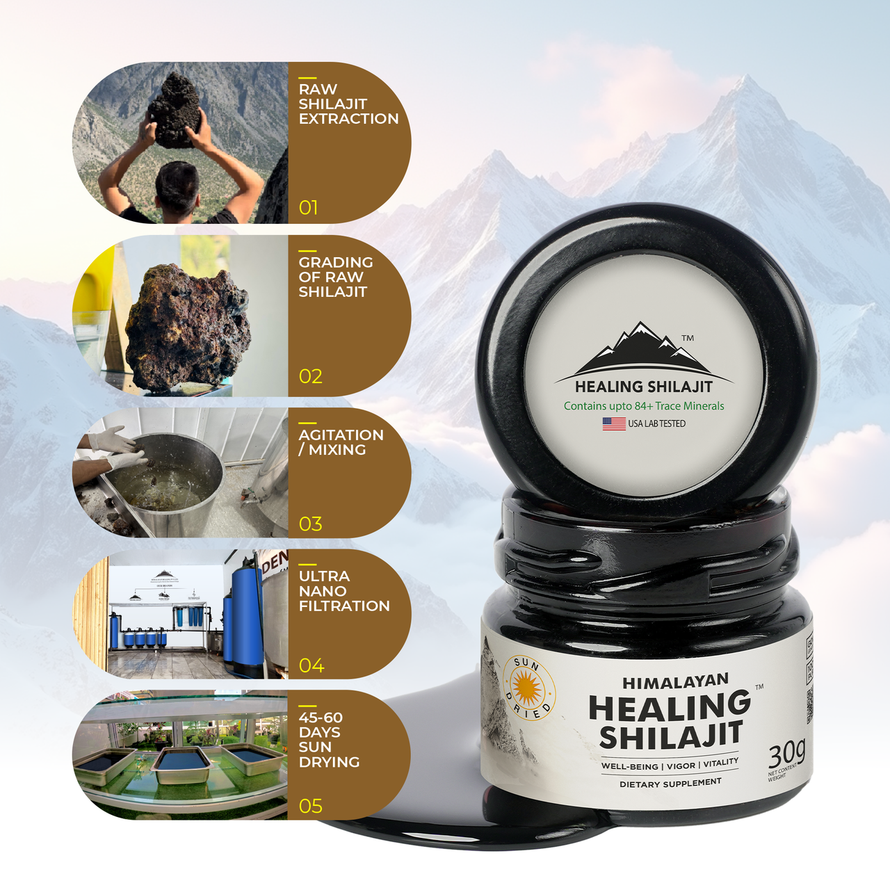 Healing Shilajit™ Gold Grade Resin - Authentic Himalayan Shilajit Resin