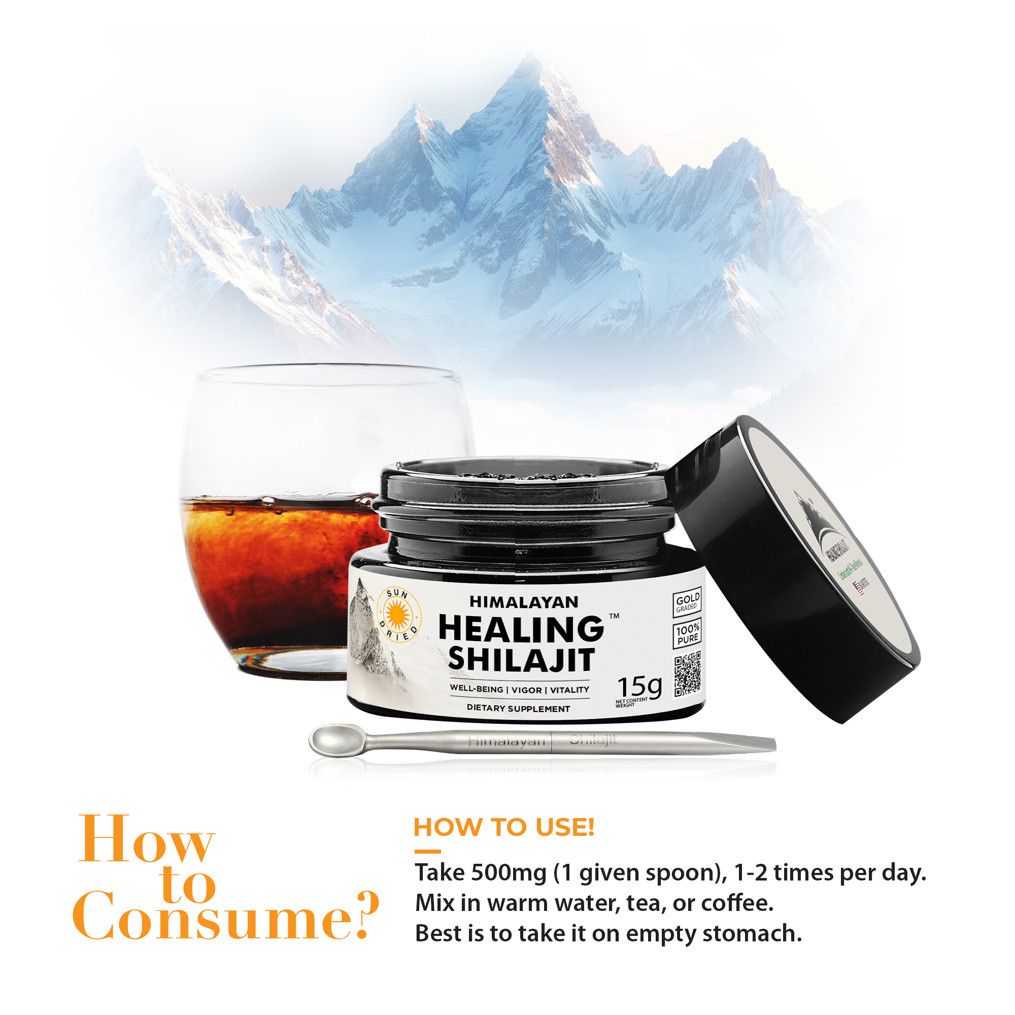 Healing Shilajit™ Gold Grade Resin 15g Authentic Himalayan Shilajit Resin