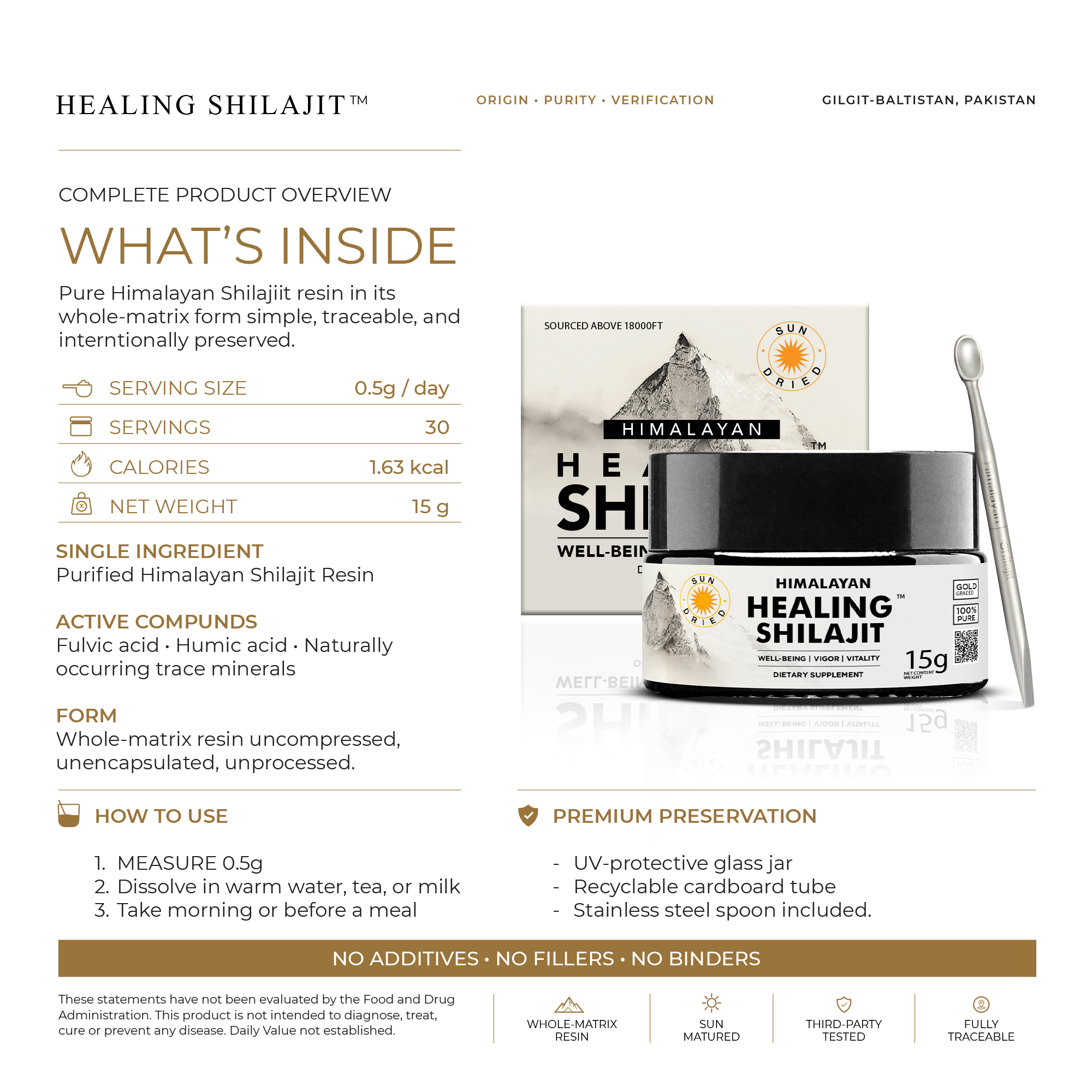 Healing Shilajit™ Gold Grade Resin 15g Authentic Himalayan Shilajit Resin
