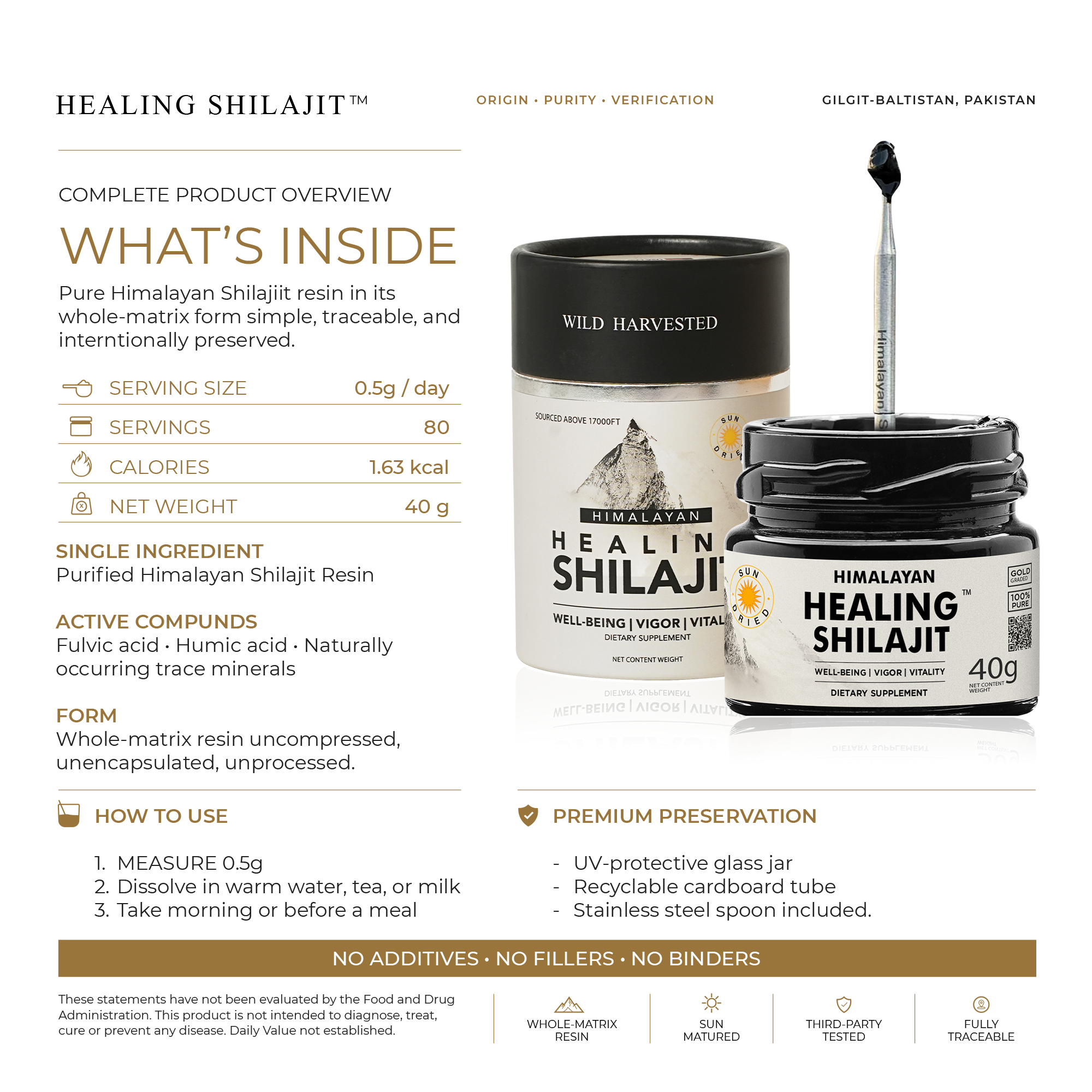 Healing Shilajit™ Gold Grade Resin 40g Authentic Himalayan Shilajit Resin