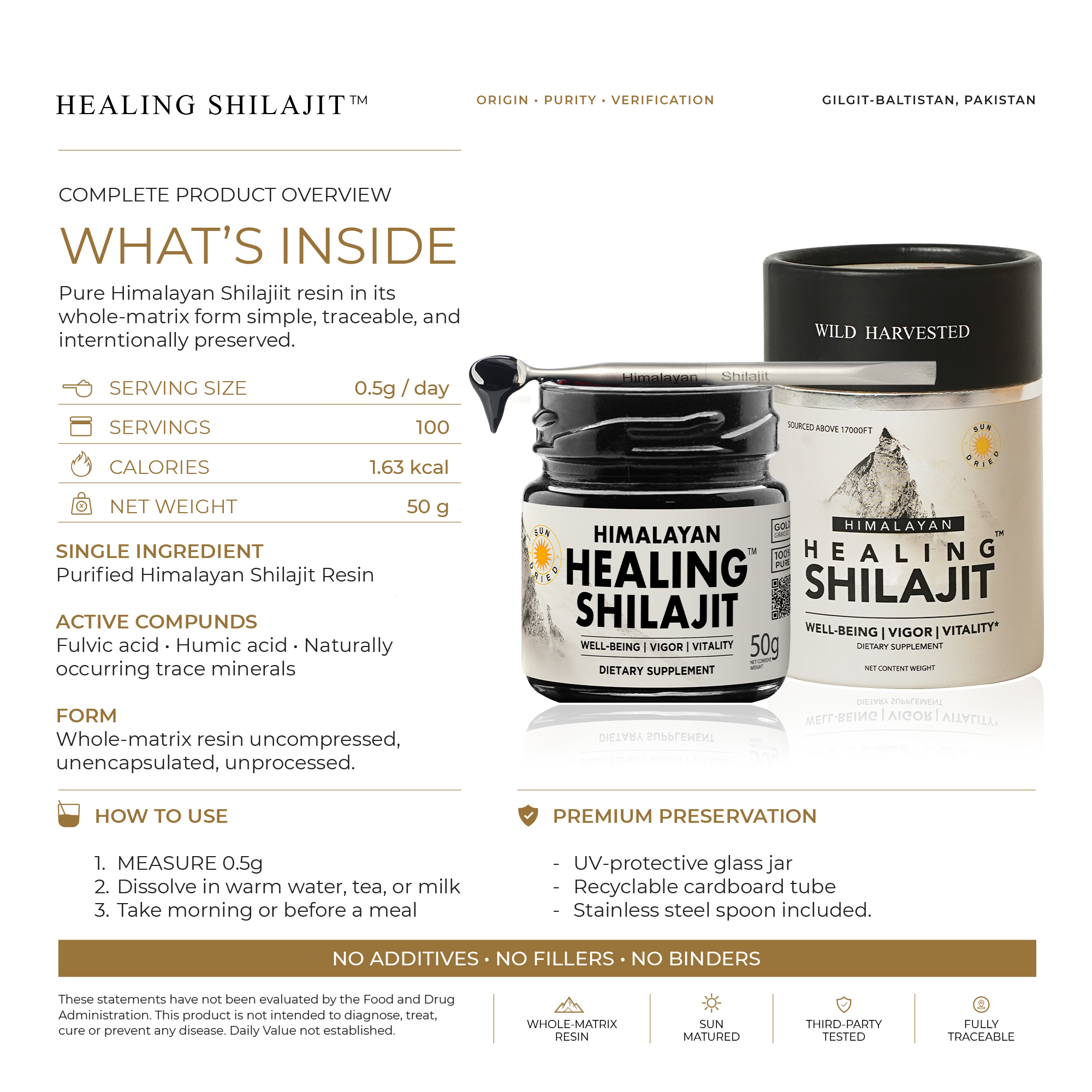 Healing Shilajit™ Gold Grade Resin 50g - Authentic Himalayan Shilajit Resin