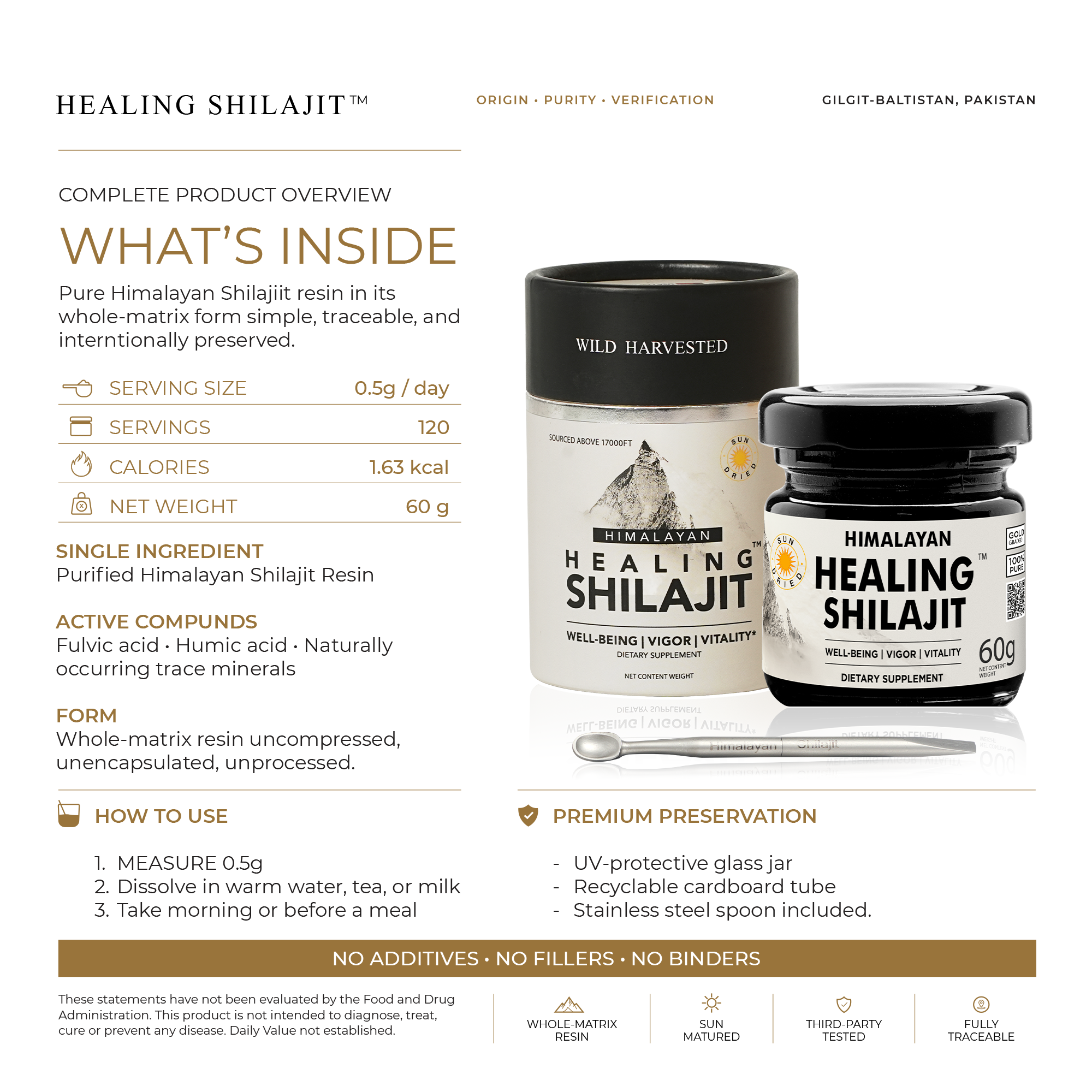 Healing Shilajit™ Gold Grade Resin 60g - Authentic Himalayan Shilajit Resin