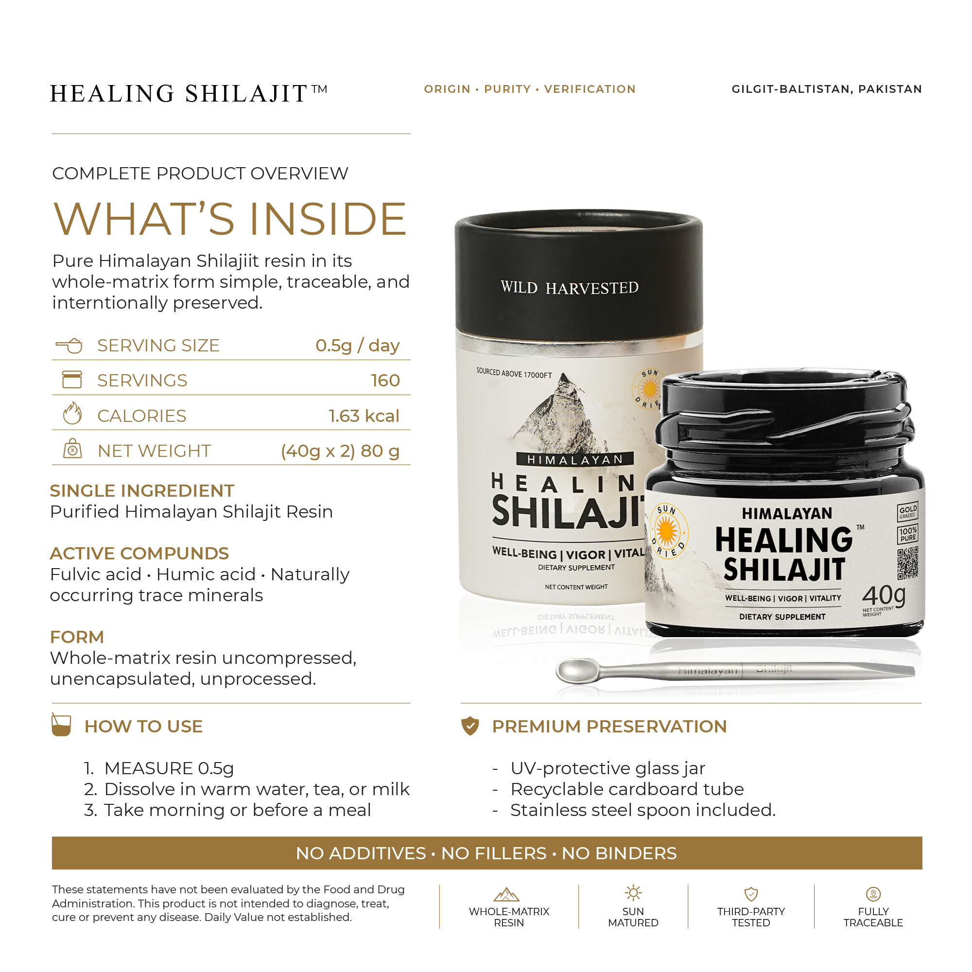 Healing Shilajit™ Gold Grade Resin 80g Authentic Himalayan Shilajit Resin