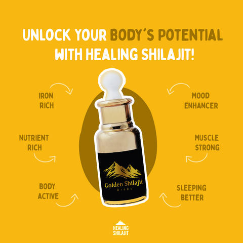 Golden Liquid Shilajit Drops - Premium And Finest Healing Shilajit Liquid Drops From Himalayas, Authentic, Pure, and Lab Tested -  Healing Shilajit